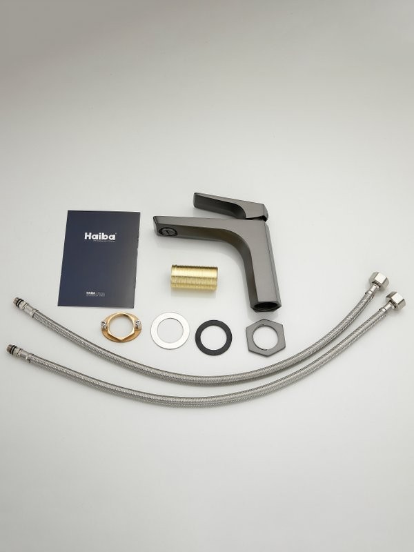 Смеситель для раковины Haiba HB10726-3 оружейная сталь