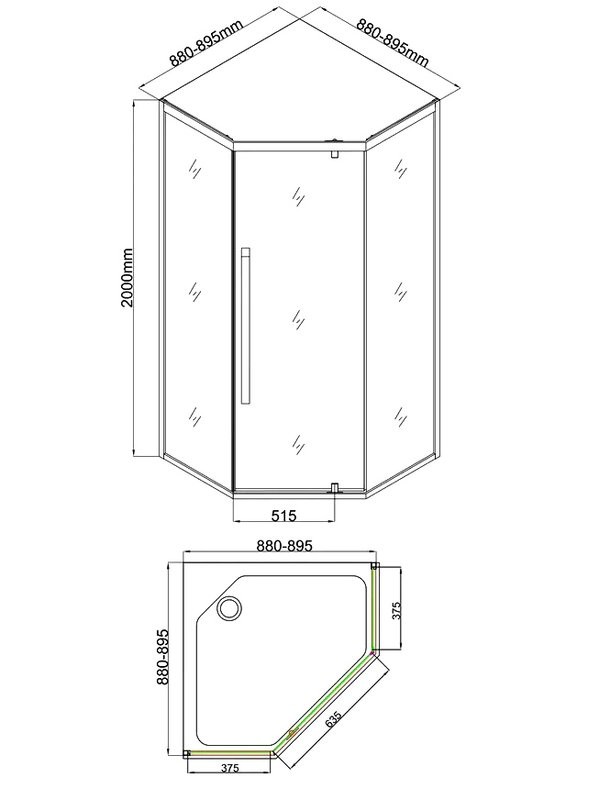 Душевой уголок Grossberg GS7510 90x90 см, профиль черный