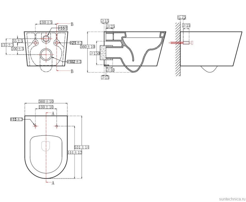 Унитаз подвесной AZARIO Ollin AZ-0513R глянцевый белый