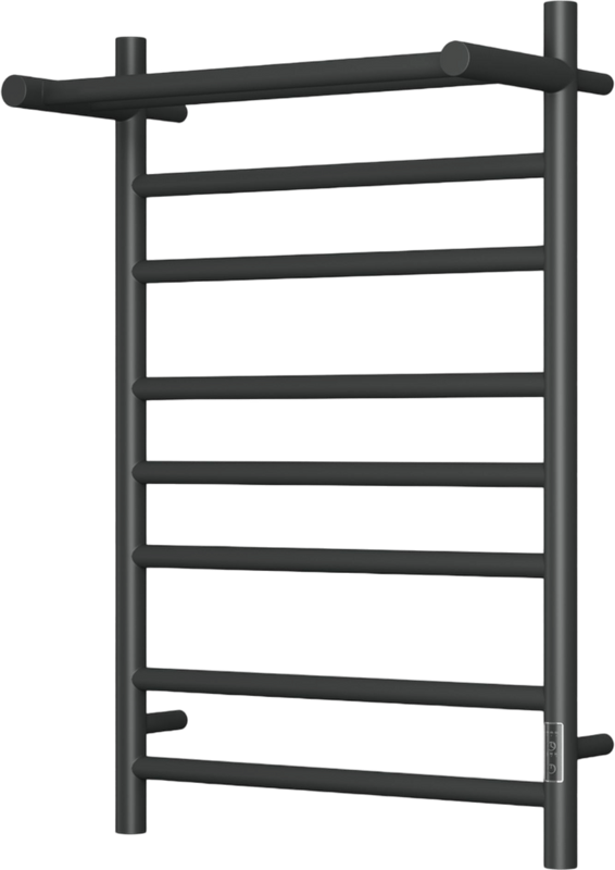 Полотенцесушитель электрический Bauedge Stil Shelf R 50х80, с полкой, матовый черный RAL9005