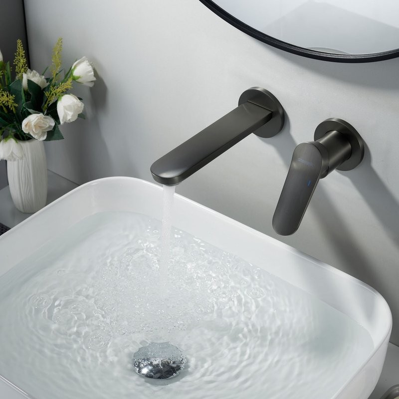 Смеситель для раковины/умывальника встраиваемый Shevanik S4341T, оружейная сталь