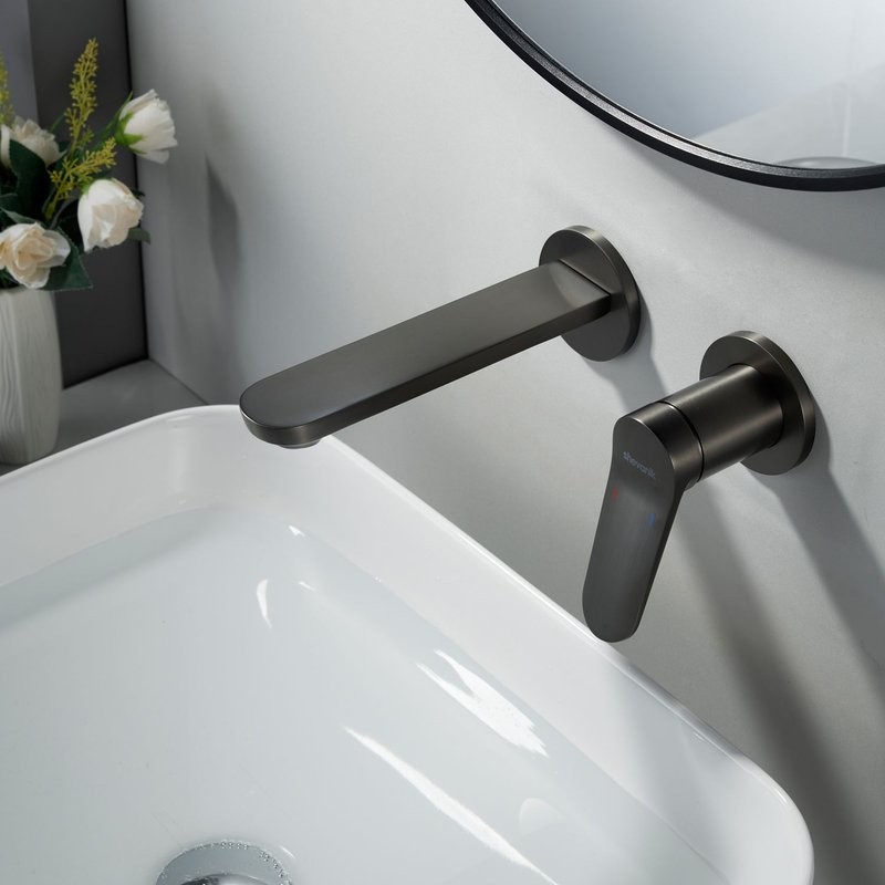 Смеситель для раковины/умывальника встраиваемый Shevanik S4341T, оружейная сталь