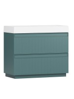 Тумба с раковиной Belux Базель 100 напольная, голубой малахит матовый