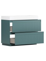 Тумба с раковиной Belux Базель 100 напольная, голубой малахит матовый