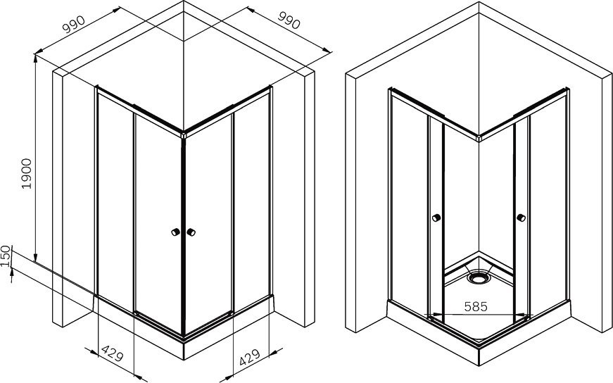 Душевой уголок AM.PM X-Joy W94G-403-100100-MT1K 100х100 см