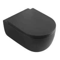 Унитаз подвесной Veconi Rino VRI-49TB безободковый, с микролифтом, матовый черный