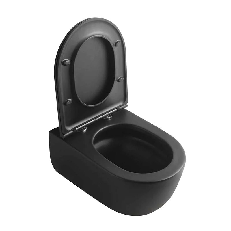 Унитаз подвесной Veconi Rino VRI-49TB безободковый, с микролифтом, матовый черный