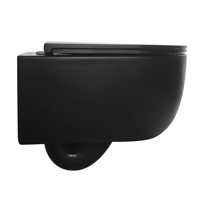 Унитаз подвесной Veconi Rino VRI-49TB безободковый, с микролифтом, матовый черный