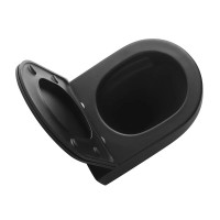 Унитаз подвесной Veconi Rino VRI-49TB безободковый, с микролифтом, матовый черный