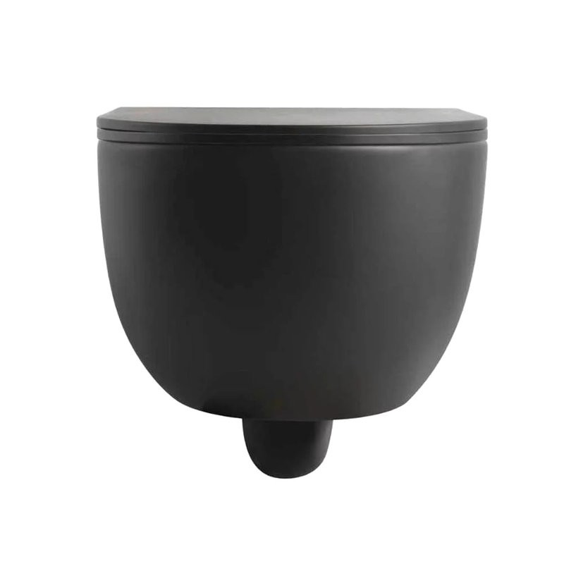 Унитаз подвесной Veconi Rino VRI-49TB безободковый, с микролифтом, матовый черный