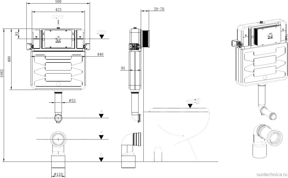 Смывной бачок скрытого монтажа Allen Brau Pneumatic 9.11104.20
