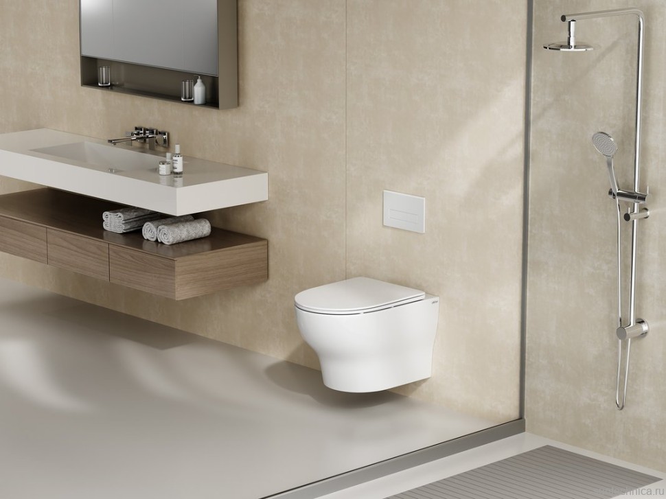 Унитаз подвесной Abber Bequem AC1128 безободковый, с микролифтом, белый