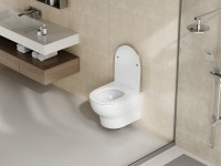 Унитаз подвесной Abber Bequem AC1128 безободковый, с микролифтом, белый