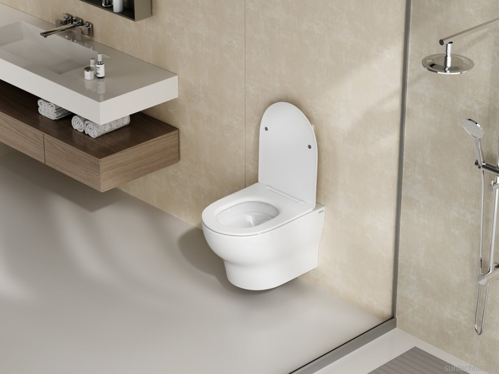 Унитаз подвесной Abber Bequem AC1128 безободковый, с микролифтом, белый