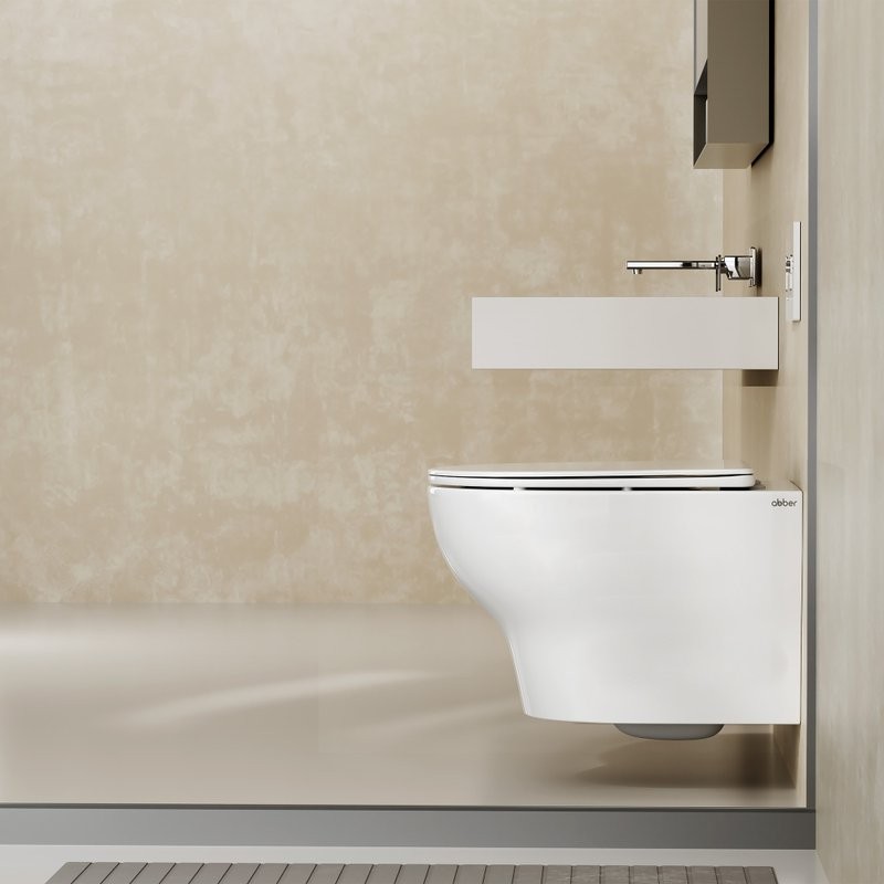 Унитаз подвесной Abber Bequem AC1128 безободковый, с микролифтом, белый
