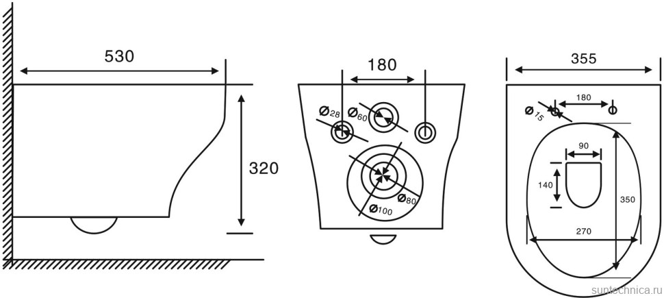 Унитаз подвесной Abber Bequem AC1128 безободковый, с микролифтом, белый