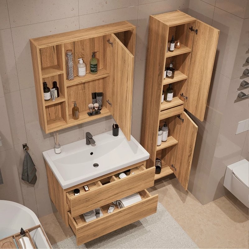 Тумба с раковиной SanStar Lavanti 100 подвесная, дуб вотан, раковина Фостер