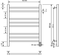 Полотенцесушитель электрический Comfysan Verona-K EC-8 80x45 см, подключение справа, слева, матовое золото, лесенка, из стали