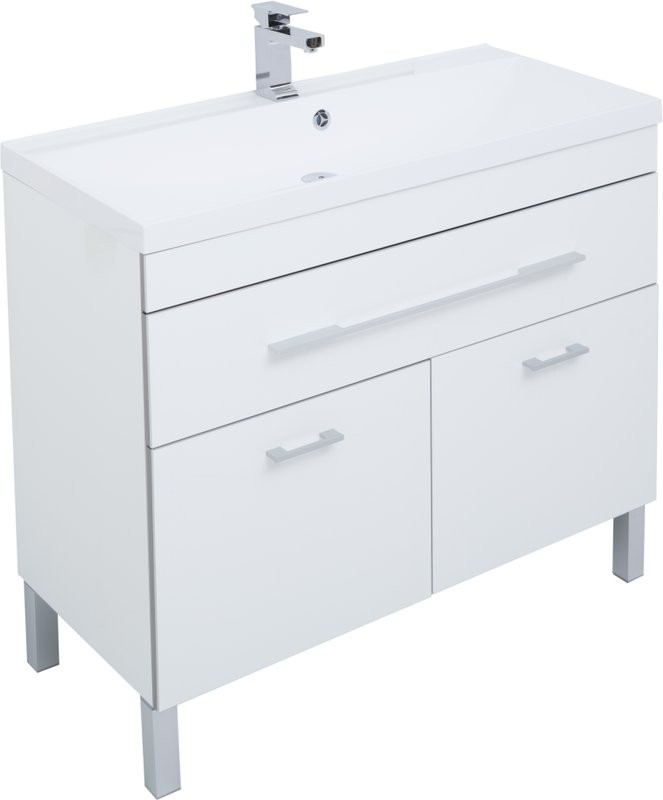 Тумба с раковиной Aquanet Верона 100 белая, 1 ящик, 2 двери
