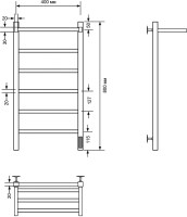Полотенцесушитель электрический Comfysan Marte-K EC-6 80x45 см, подключение справа, слева, матовый белый, лесенка, из стали, с полкой
