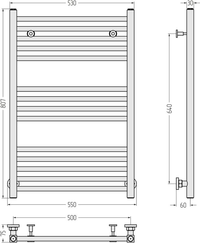 Полотенцесушитель водяной Сунержа Модус 80х50 темный титан муар