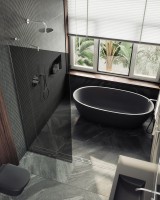 Душевая перегородка Maybahglass MGD-686-5у 119 см, профиль хром матовый, стекло графит