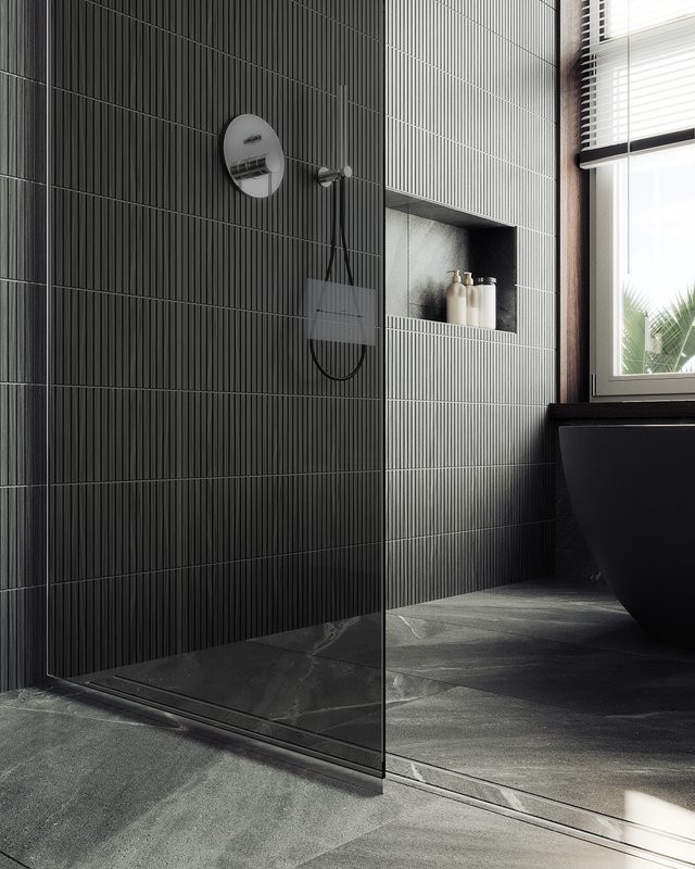 Душевая перегородка Maybahglass MGD-686-5у 119 см, профиль хром матовый, стекло графит