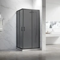 Душевой уголок Veconi Rovigo RV-27B 90х90 см, профиль матовый черный, стекло тонированное