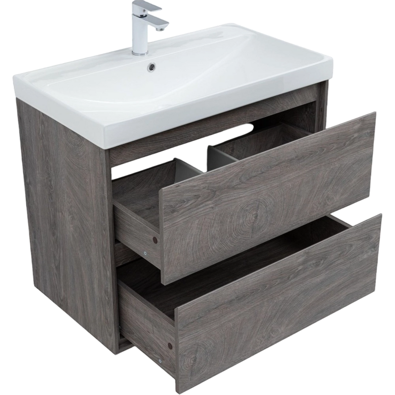 Тумба с раковиной Aquanet Милан 80 подвесная, дуб рошелье