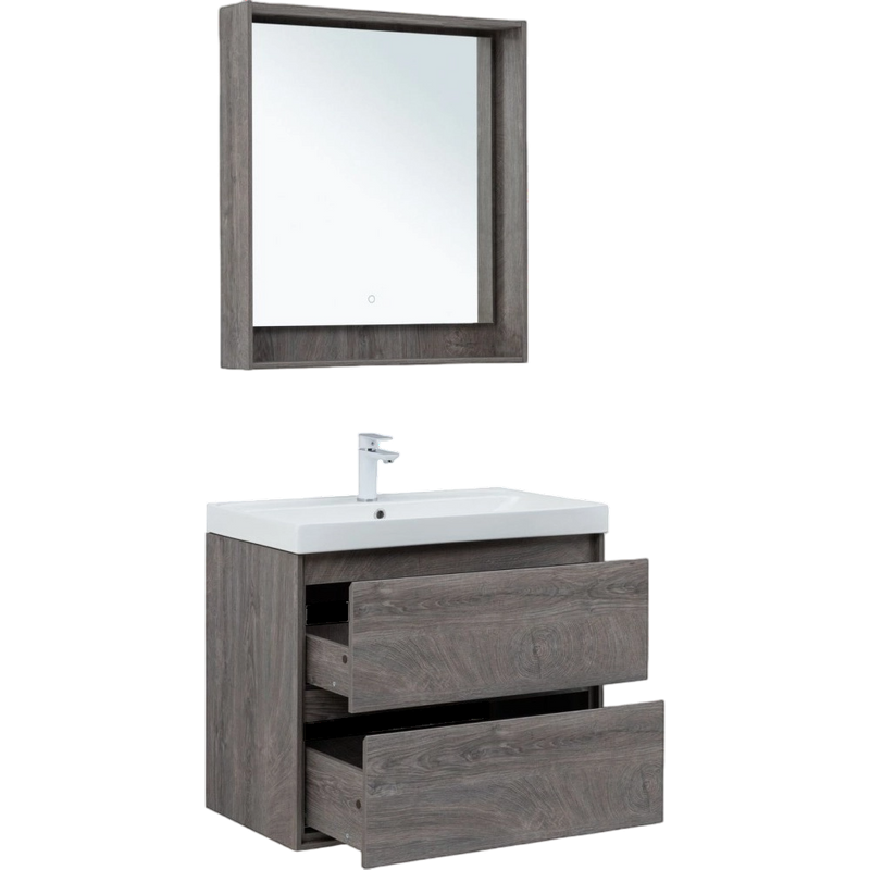 Тумба с раковиной Aquanet Милан 80 подвесная, дуб рошелье