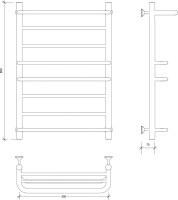 Полотенцесушитель водяной Secado Верона 2 80x55 см, глянцевый хром, лесенка, с полкой