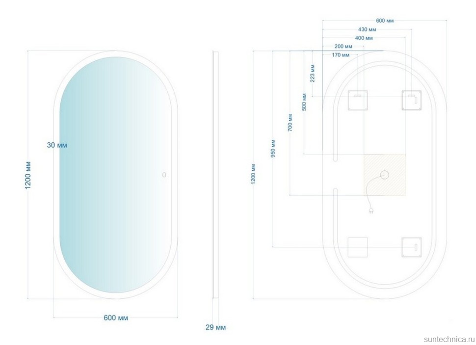 Зеркало Abber Kontur AG6303SL-1.2 120х60 см, с подсветкой