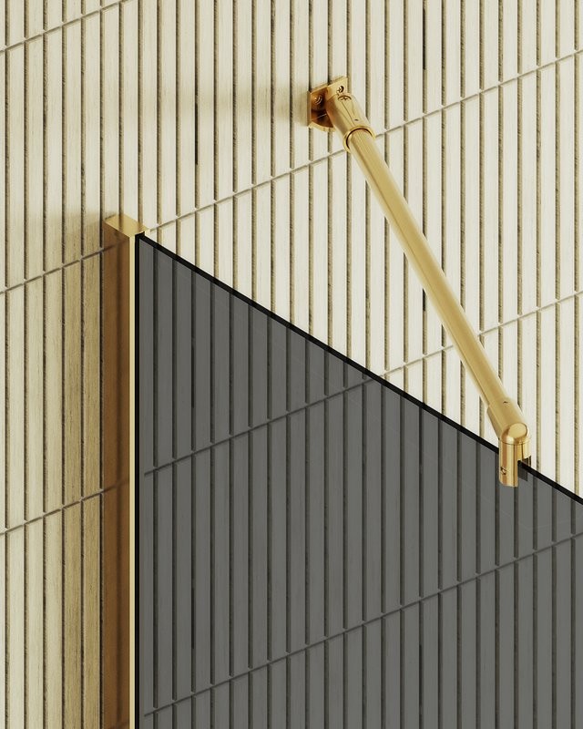 Душевая перегородка Maybahglass MGD-1355-3ш 99 см, профиль золото, стекло графит