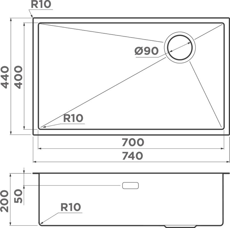 Мойка кухонная Omoikiri Taki 74-U/IF-GB Side графит