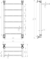 Полотенцесушитель водяной Двин FJ 80х40 К1 1"-1/2" с полкой, полированный хром
