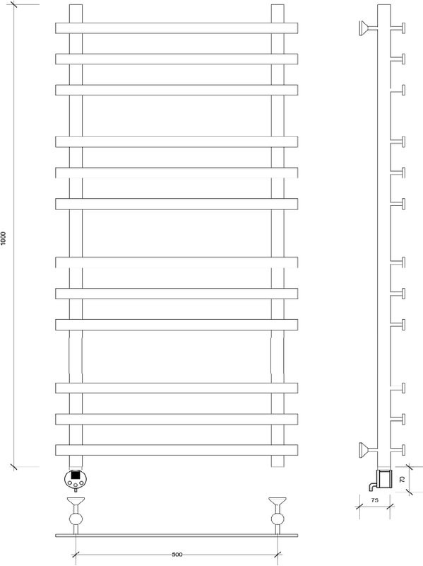 Полотенцесушитель электрический Secado Понтида Плюс, L 100x60 см, подключение слева, хром, лесенка