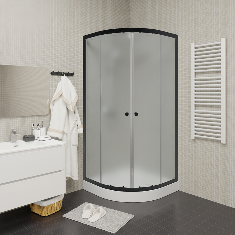 Душевой уголок Parly ZF81B 80х80 см, профиль черный, стекло матовое