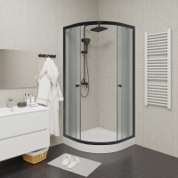 Душевой уголок Parly ZF81B 80х80 см, профиль черный, стекло матовое