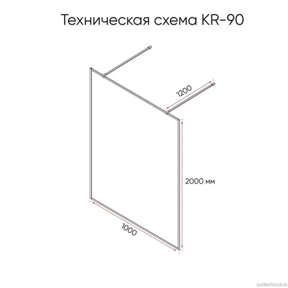 Душевая перегородка Veconi Korato KR90GR-100-01-C4 100 см, профиль брашированный графит, стекло прозрачное