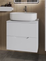 Тумба с раковиной Orange Line 60 подвесная, 2 ящика, матовая белая с раковиной B07-540W