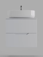 Тумба с раковиной Orange Line 60 подвесная, 2 ящика, матовая белая с раковиной B07-540W