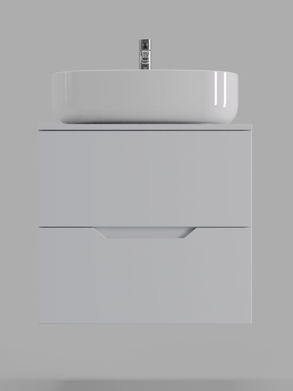 Тумба с раковиной Orange Line 60 подвесная, 2 ящика, матовая белая с раковиной B07-540W