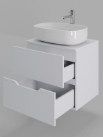 Тумба с раковиной Orange Line 60 подвесная, 2 ящика, матовая белая с раковиной B07-540W