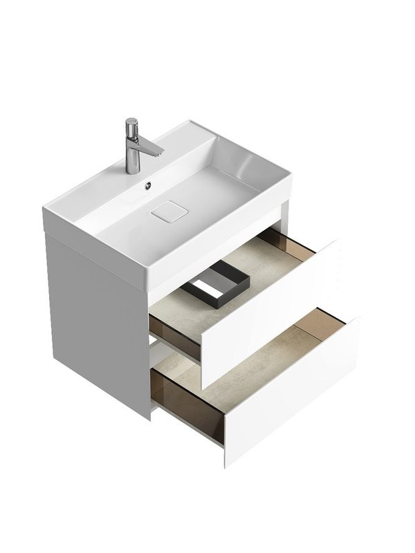 Тумба под раковину без столешницы Aqwella 5 stars Geometria 65 подвесная, 2 ящика, белая