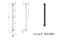 Полотенцесушитель электрический Grota Corsa K N RAL9005 EL 10х180, с крючками, матовый черный