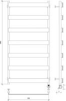 Полотенцесушитель электрический Secado Кродо 100х50 105x55 см, подключение справа, черный матовый, лесенка