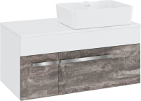 Тумба с раковиной Runo Вудлайн 85 подвесная, железный камень, раковина Lavello 50