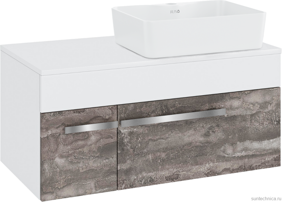 Тумба с раковиной Runo Вудлайн 85 подвесная, железный камень, раковина Lavello 50