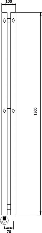 Полотенцесушитель электрический Secado Сандриго 2К 1500/70 150x10 см, подключение слева, графит, I-образный