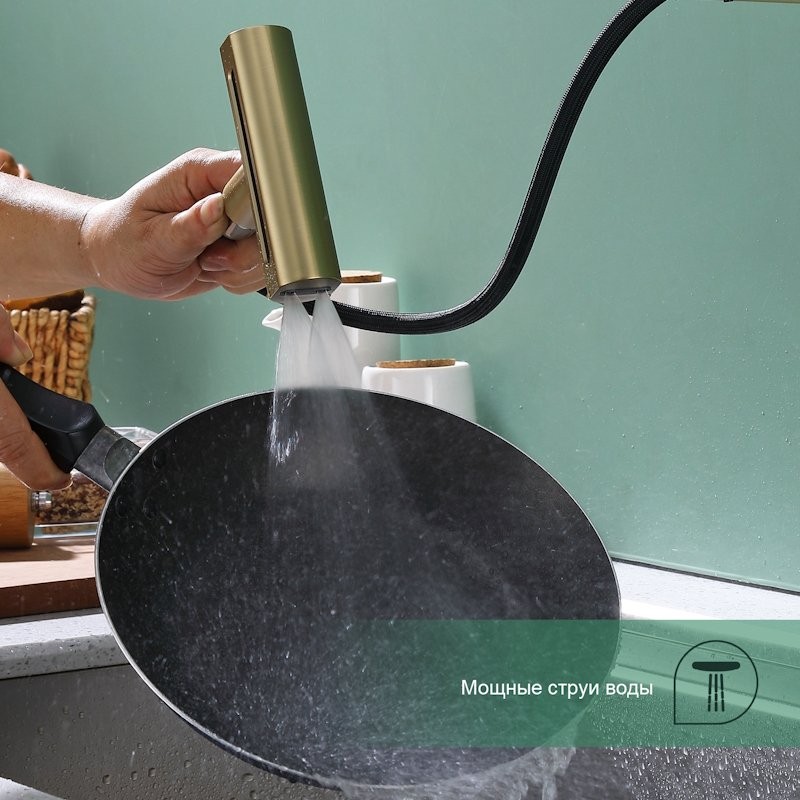 Смеситель для кухни с мультифункциональным изливом Splenka S206.49.03, золотой сатин